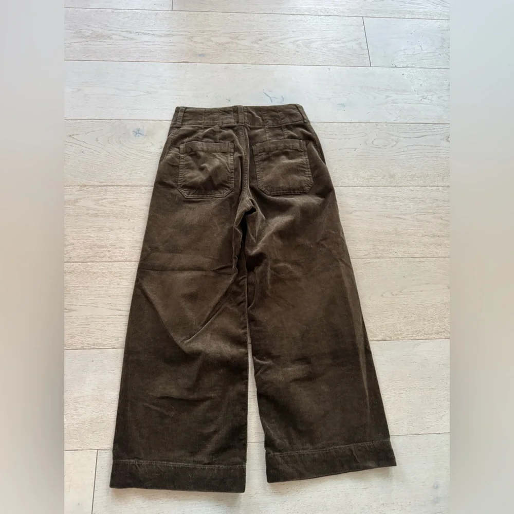 Maeve Anthropologie Colette Corduroy Wide Leg Crop Pants Olive Green 25P - Picture 6 of 9